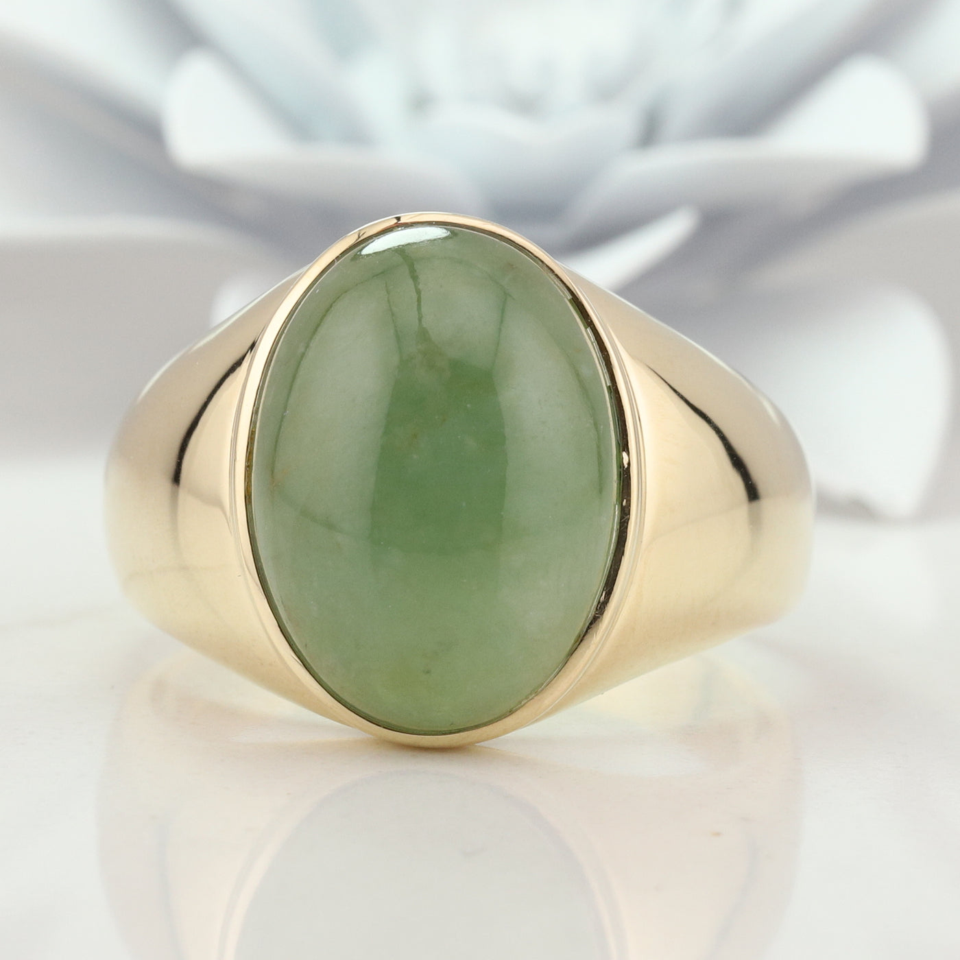 Yellow Gold Jade Ring