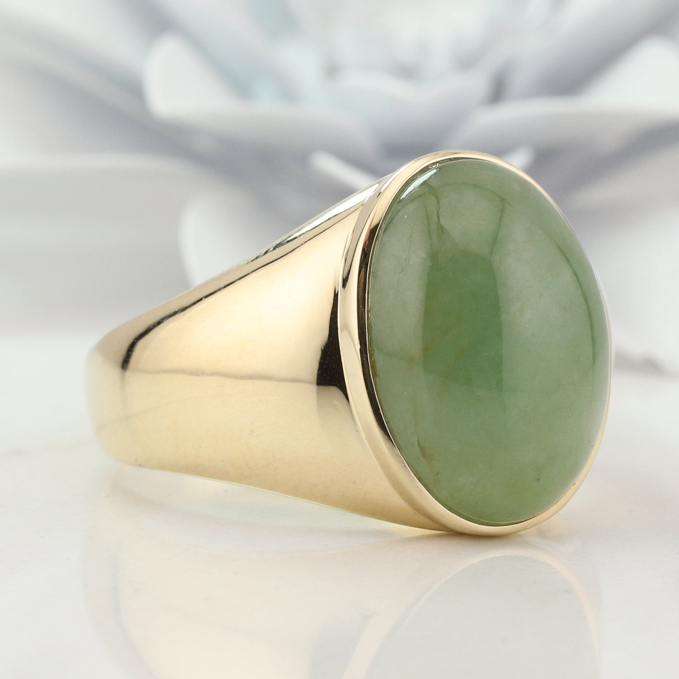 Yellow Gold Jade Ring