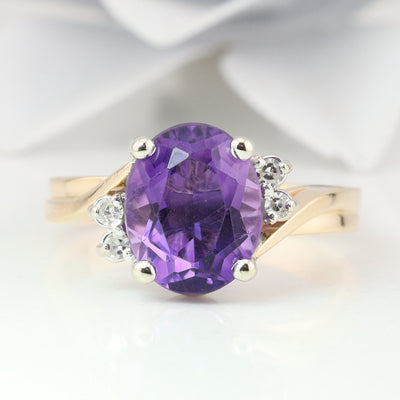 Two Toned Diamond and Amethyst Ring