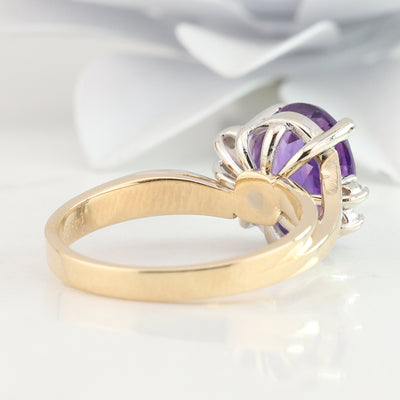 Two Toned Diamond and Amethyst Ring