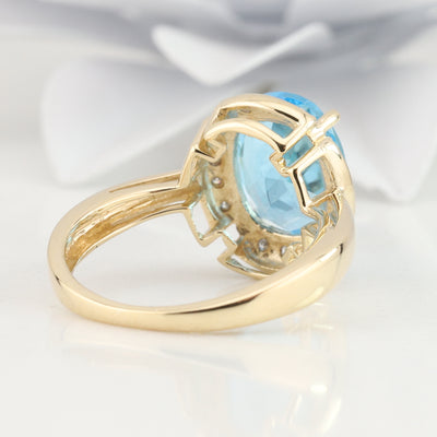 Blue Topaz and Diamond Ring