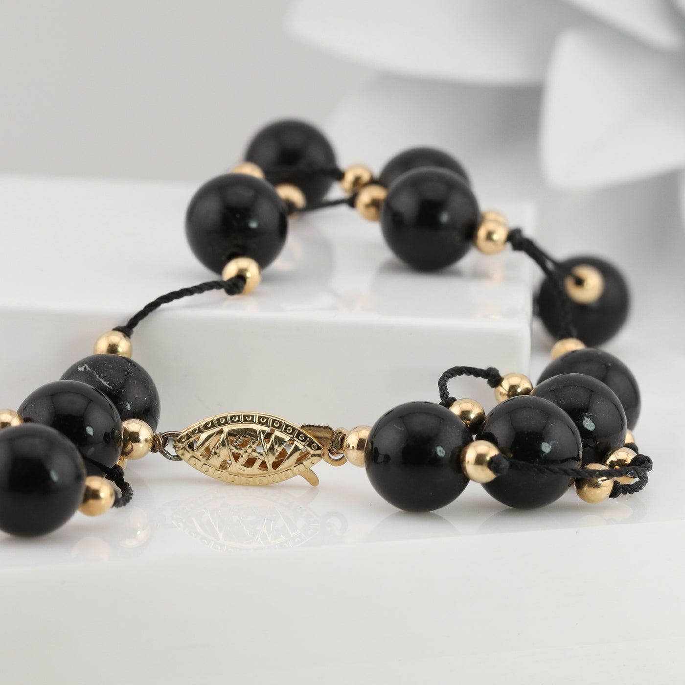 Black and Gold Station Necklace