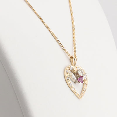 Pink Sapphire and Diamond Heart Pendant and Chain