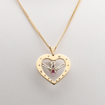 Pink Sapphire and Diamond Heart Pendant and Chain