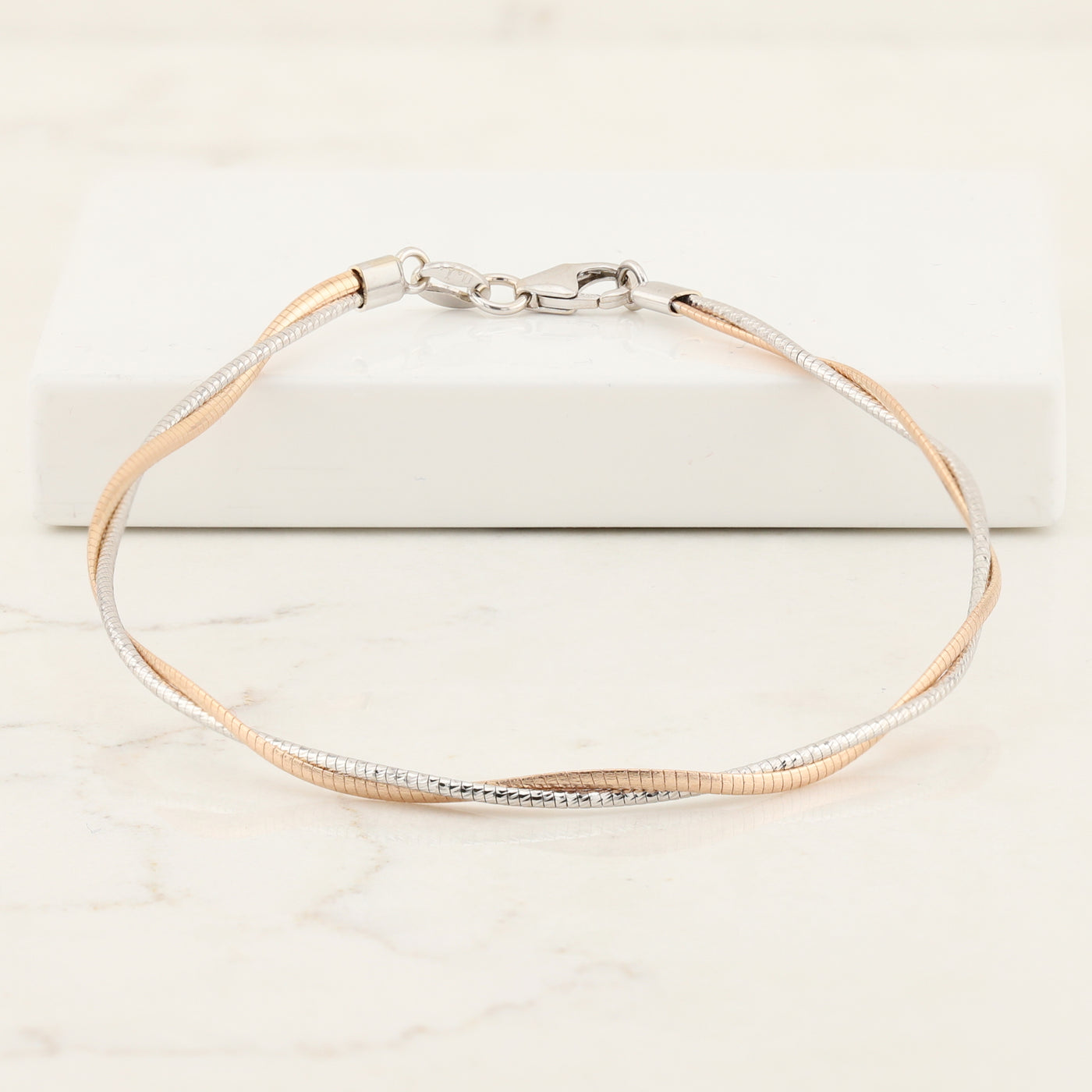 Rose & White Delicate Twist Bracelet