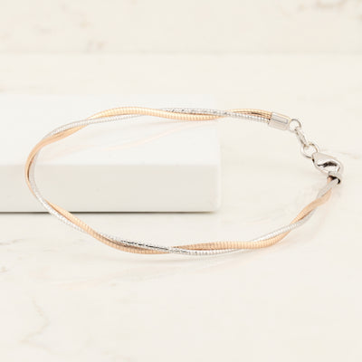 Rose & White Delicate Twist Bracelet