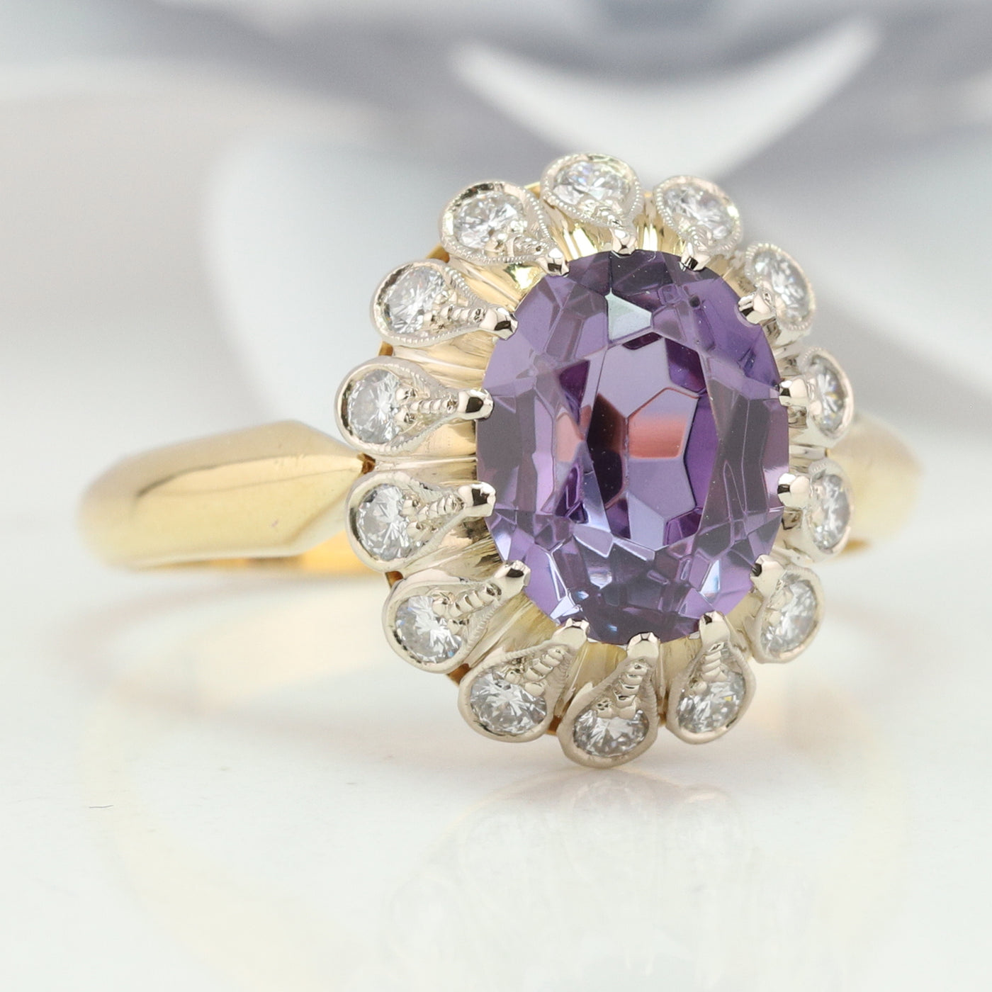 Synthetic Sapphire Diamond Ring