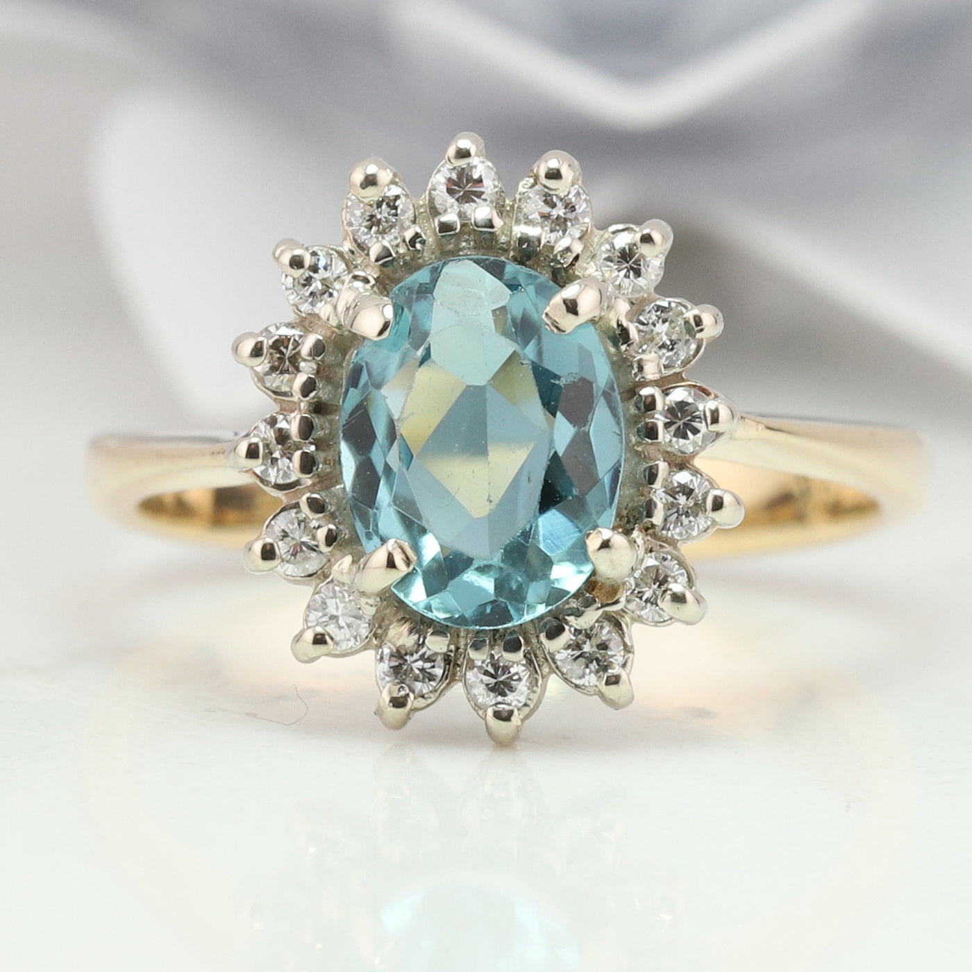 Blue Topaz and Diamond Ring