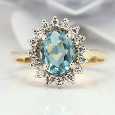 Blue Topaz and Diamond Ring