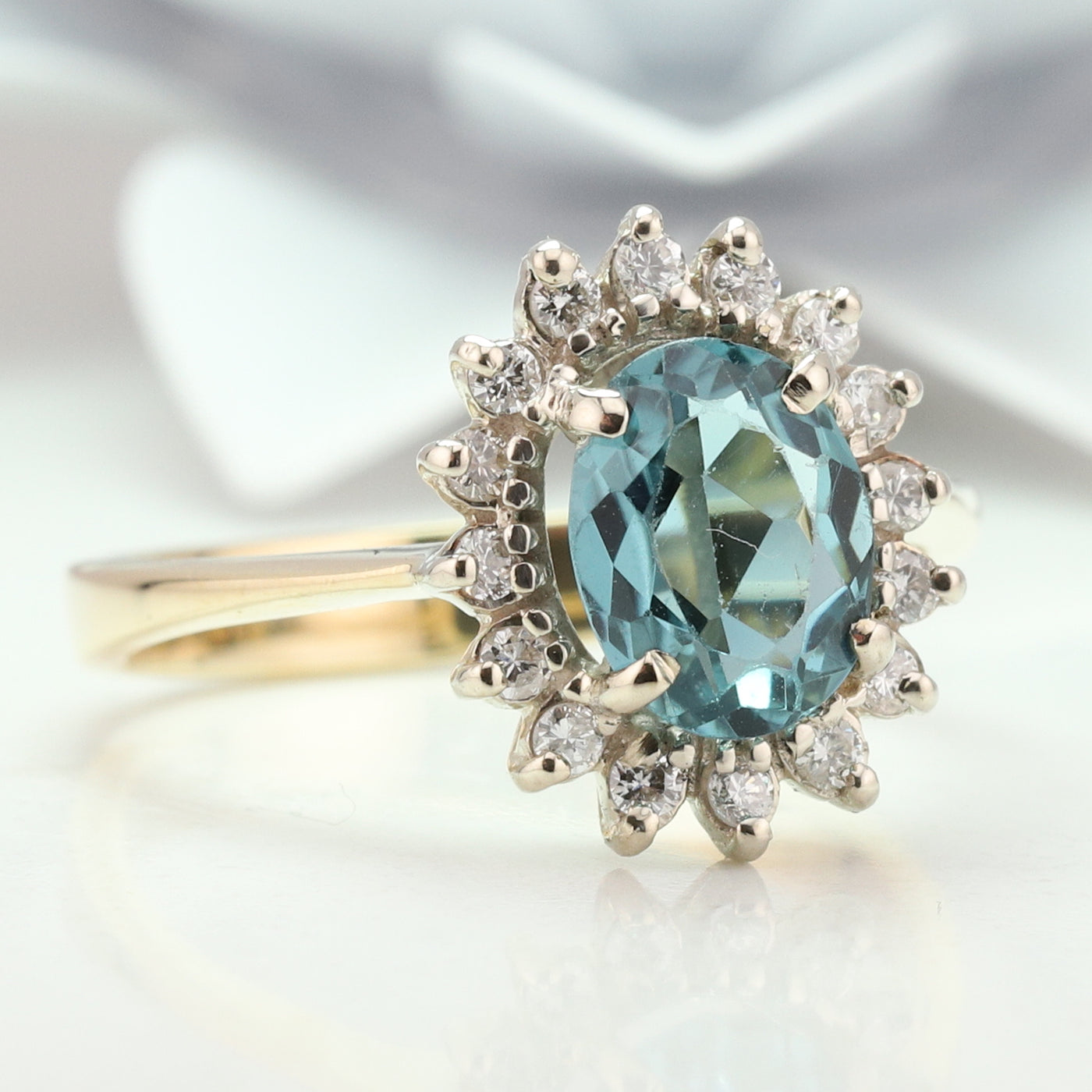 Blue Topaz and Diamond Ring