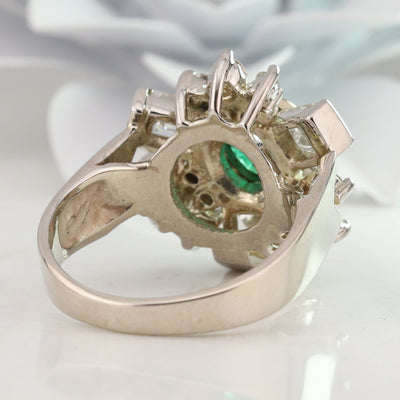 White Gold Emerald and Diamond Ring
