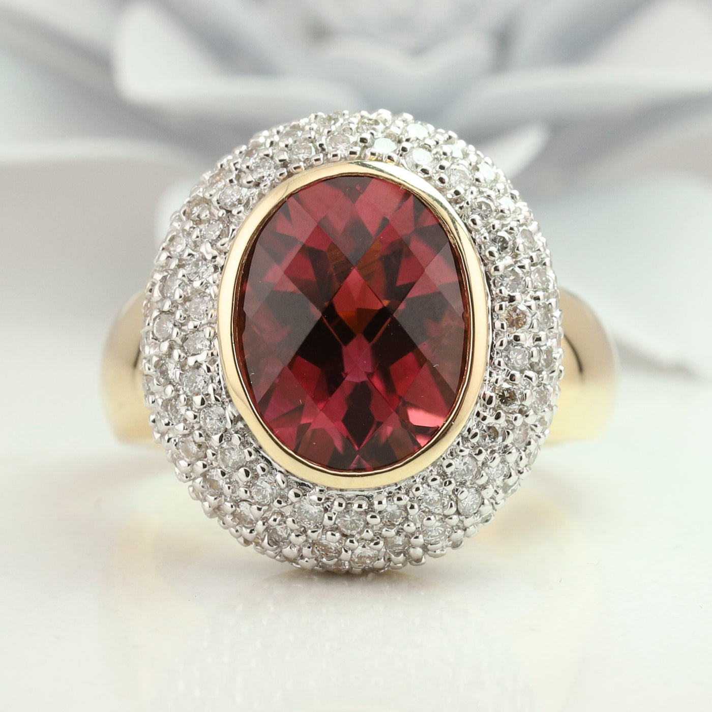 Rubellite Diamond Ring