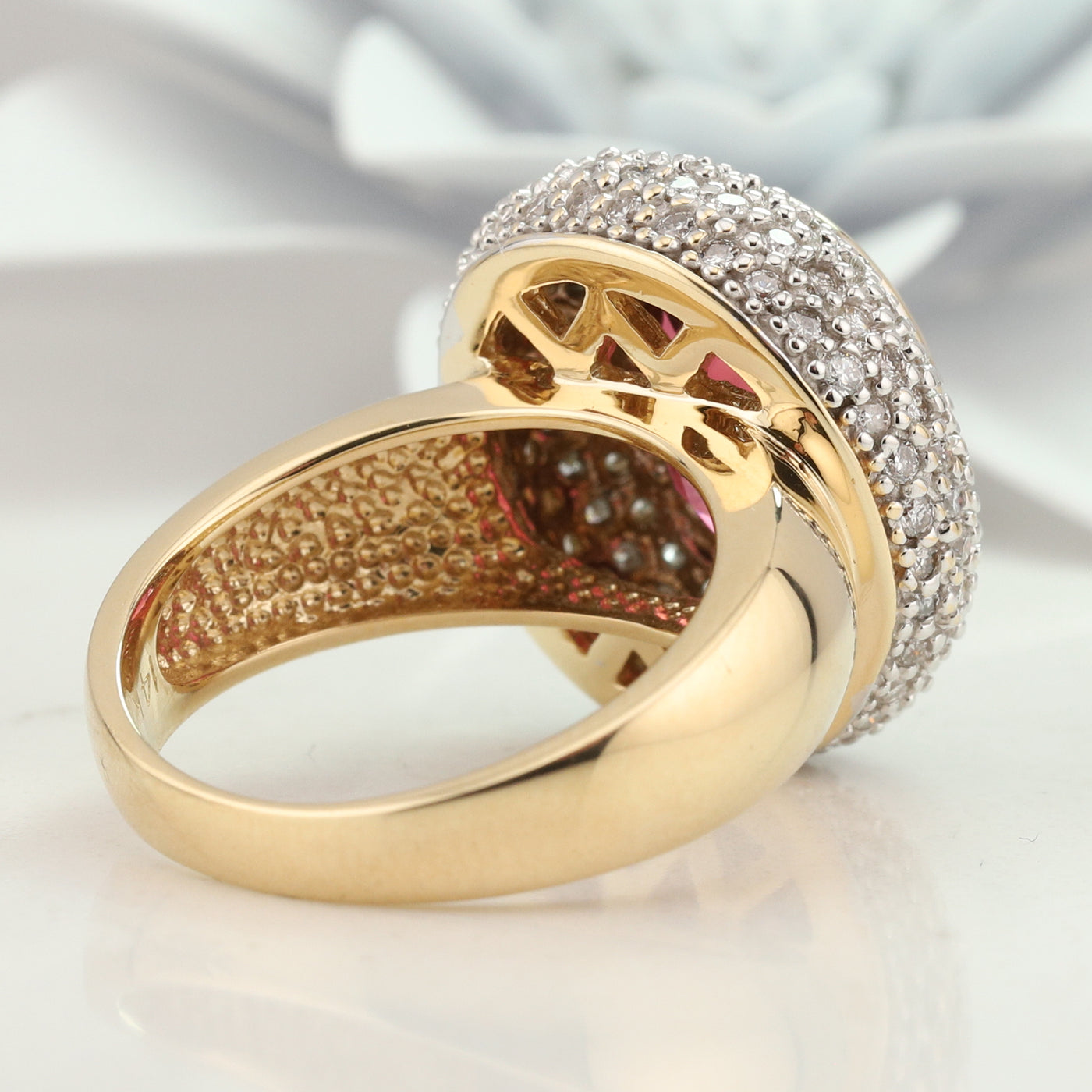 Rubellite Diamond Ring