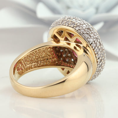 Rubellite Diamond Ring