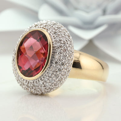 Rubellite Diamond Ring