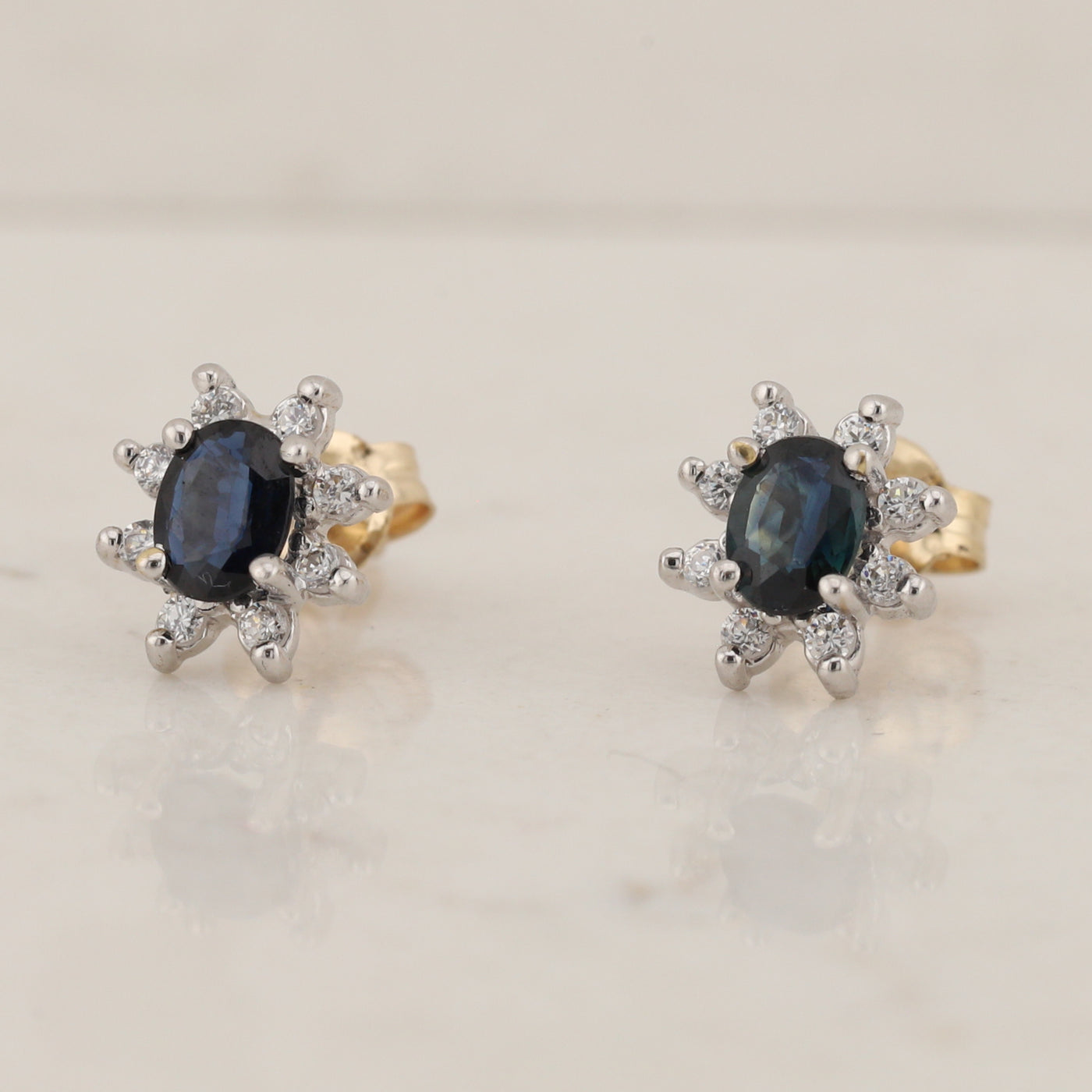 Sapphire & Diamond Cluster Earrings