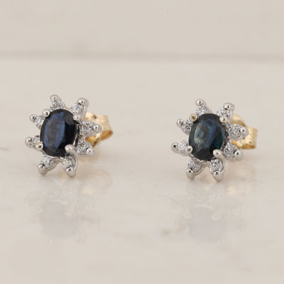 Sapphire & Diamond Cluster Earrings