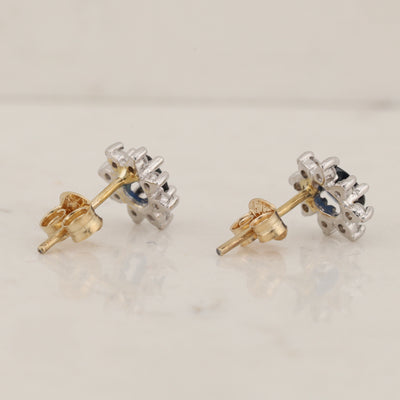 Sapphire & Diamond Cluster Earrings