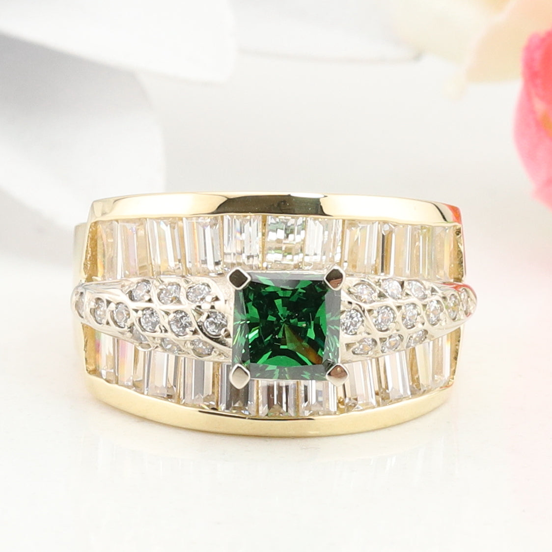 Cubic Zirconia and Green CZ Ring