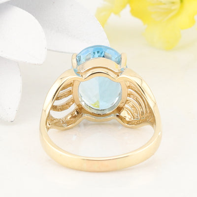 Yellow Gold Blue Topaz Ring