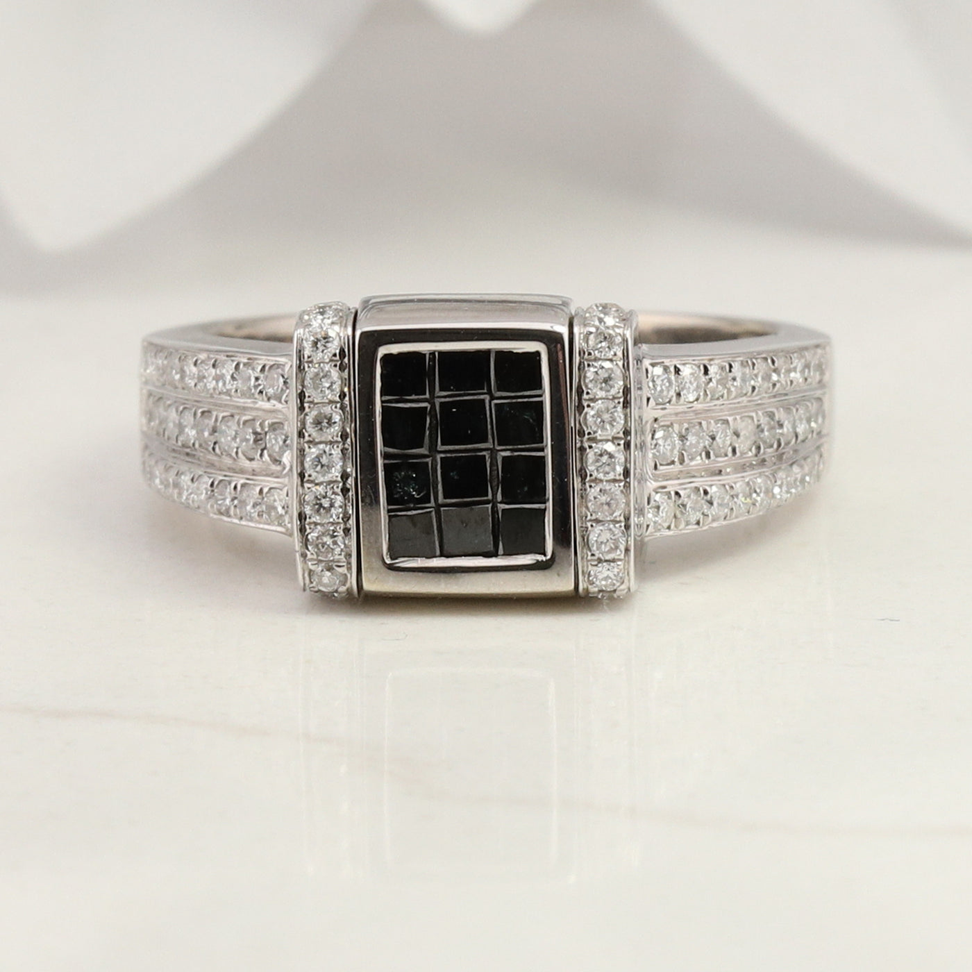 White Gold Diamond Reversible Ring