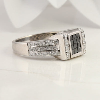 White Gold Diamond Reversible Ring
