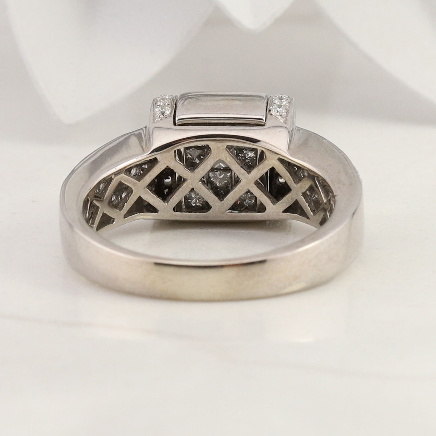 White Gold Diamond Reversible Ring