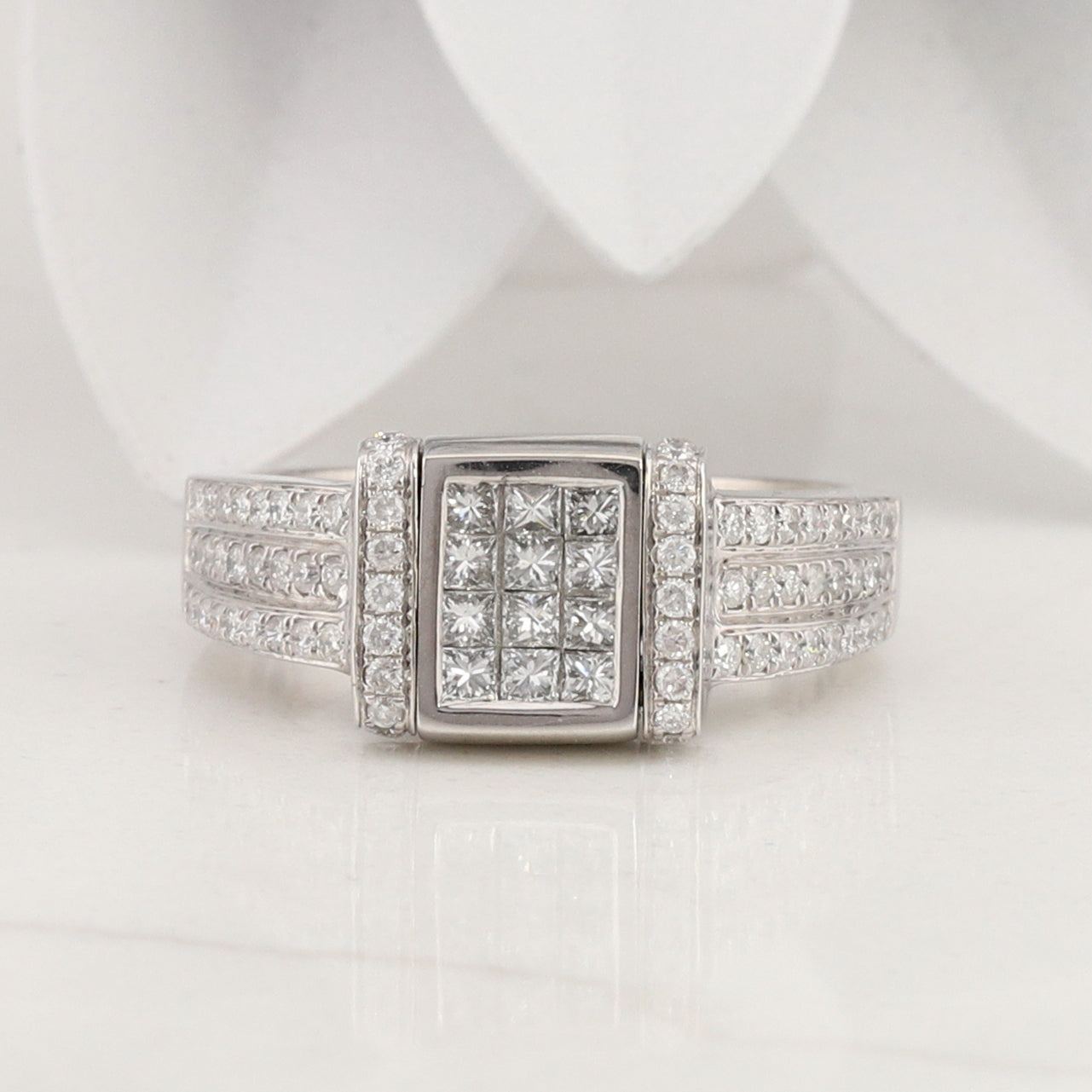 White Gold Diamond Reversible Ring