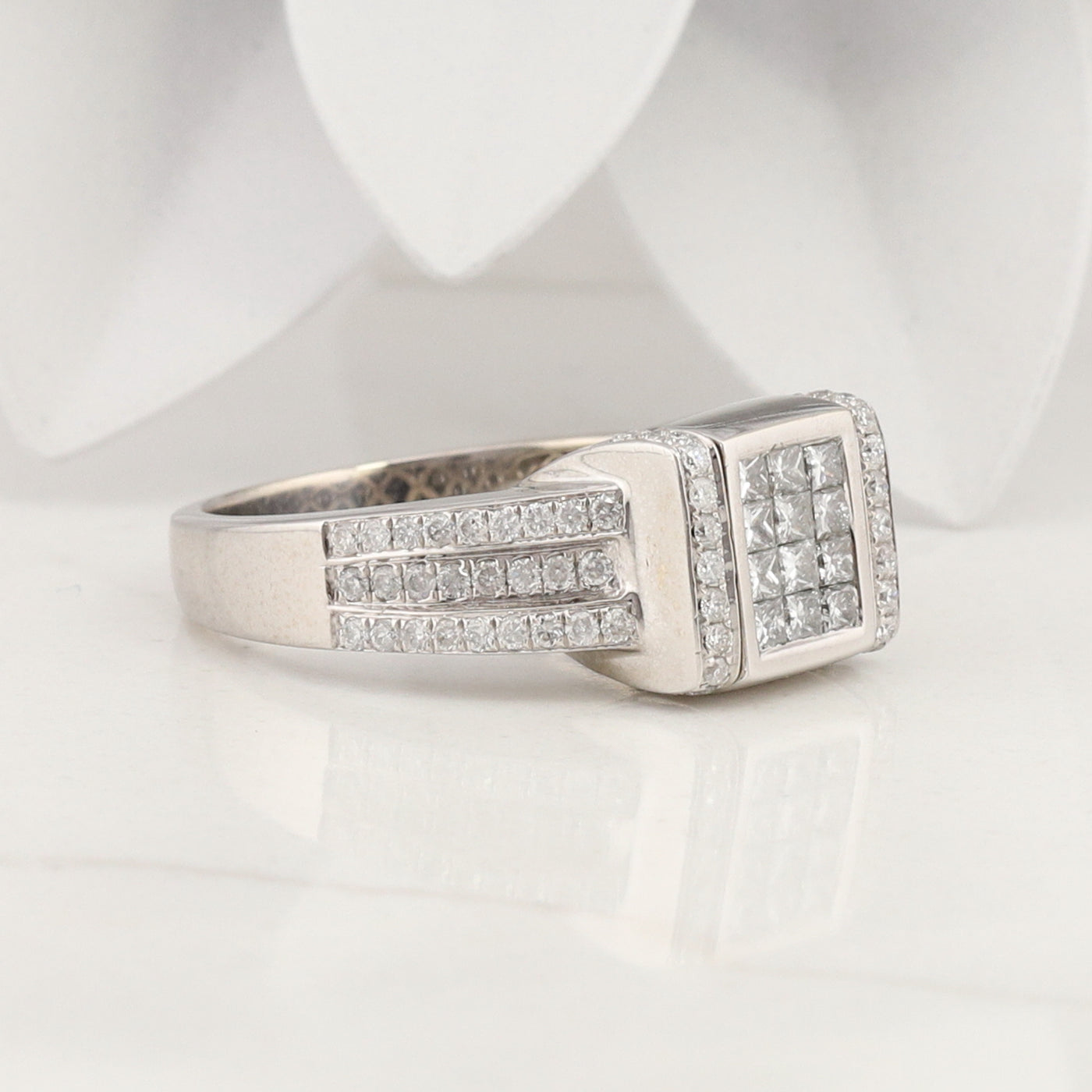 White Gold Diamond Reversible Ring