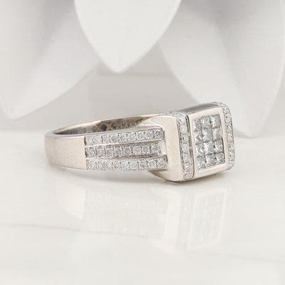 White Gold Diamond Reversible Ring