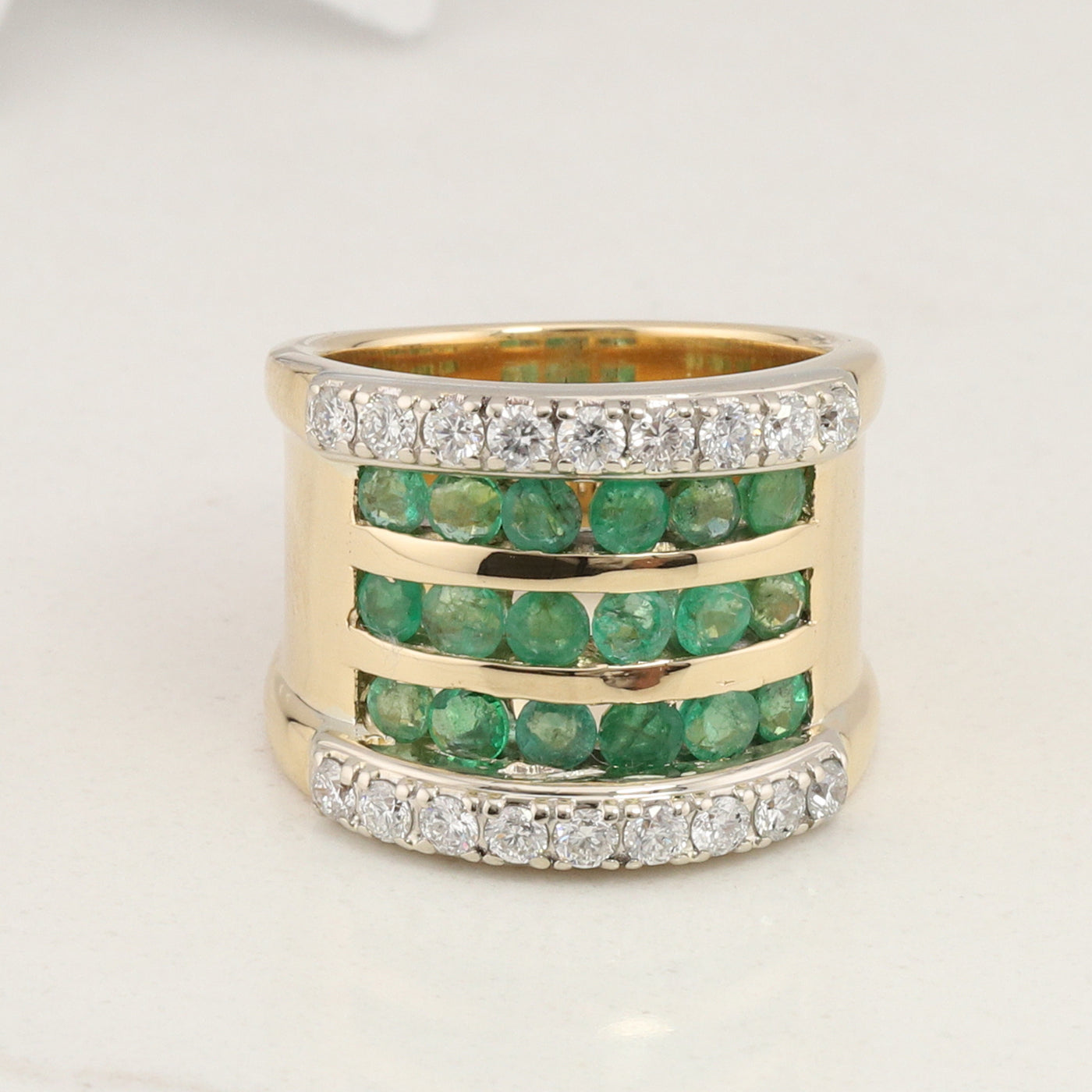 Yellow Gold Emerald and Diamond Ring