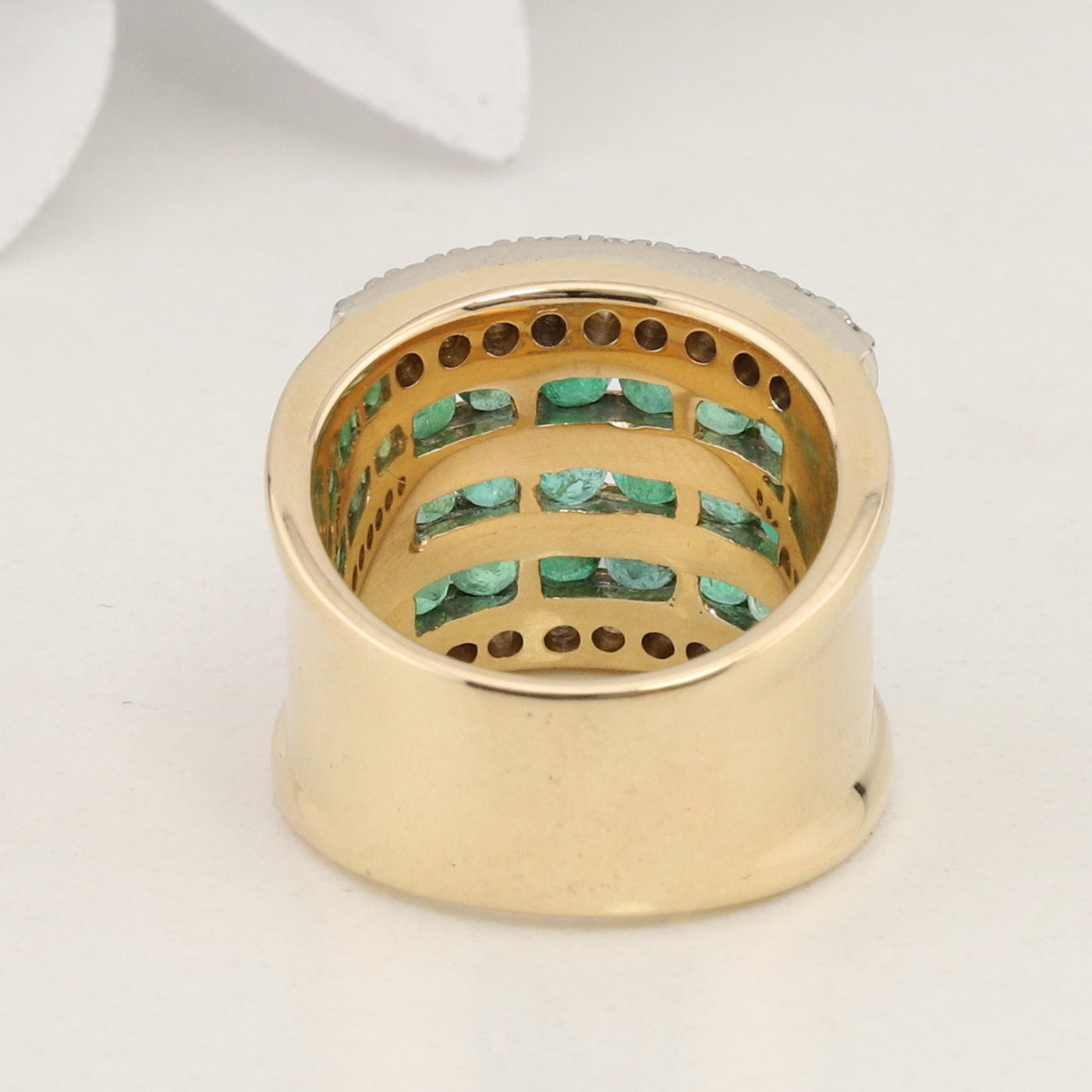 Yellow Gold Emerald and Diamond Ring