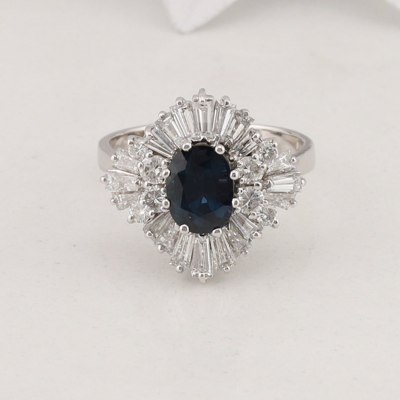 White Gold Sapphire and Diamond Ring