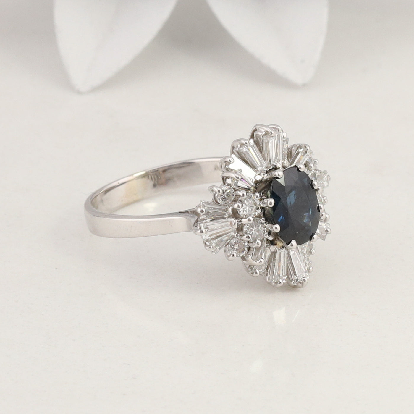 White Gold Sapphire and Diamond Ring