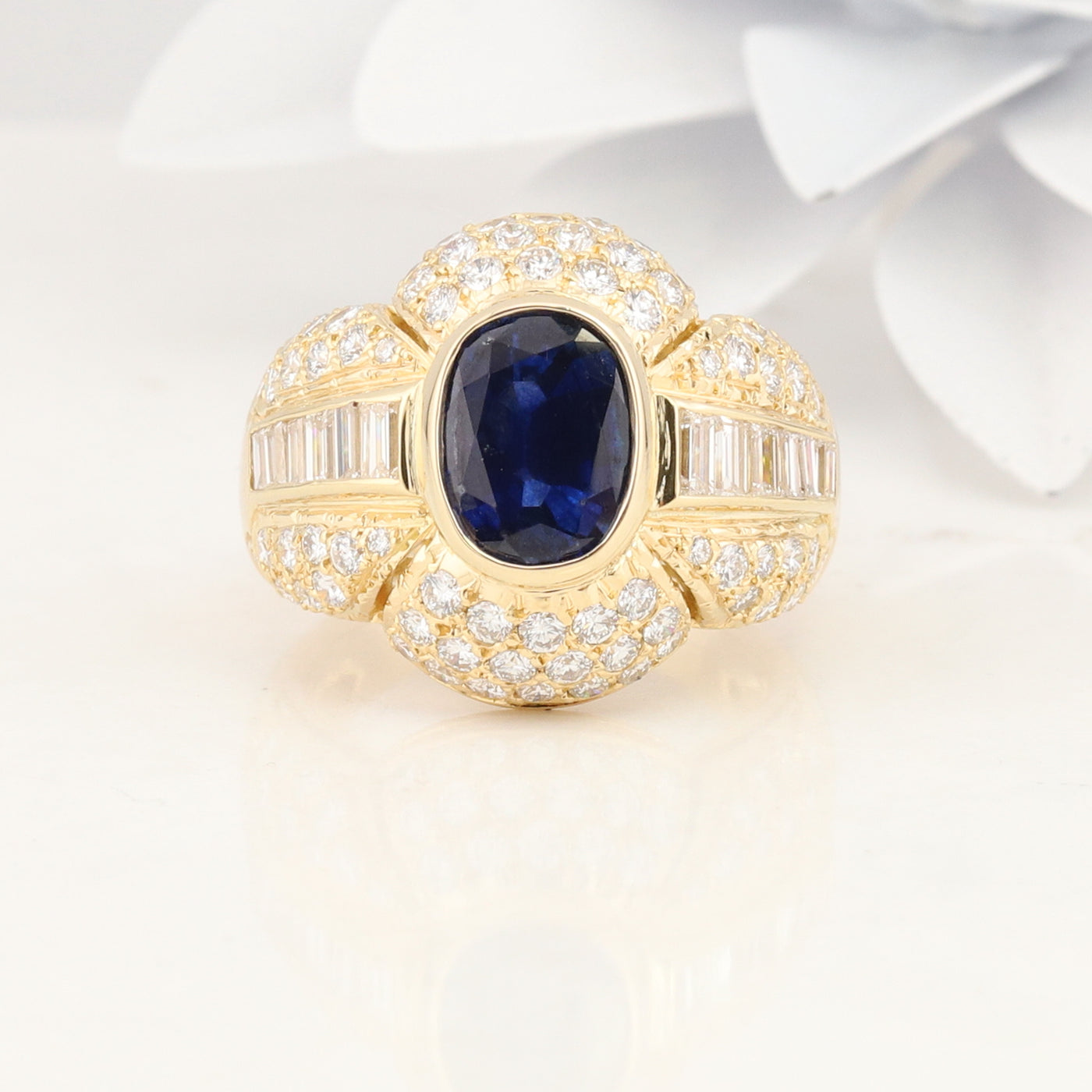 Yellow Gold Sapphire and Diamond Ring