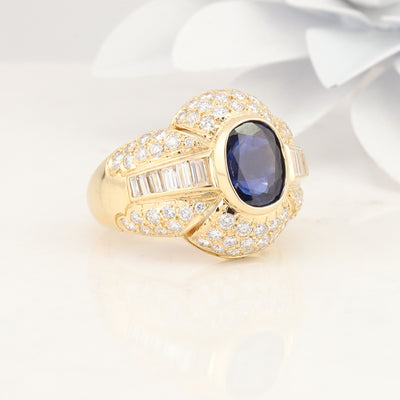 Yellow Gold Sapphire and Diamond Ring