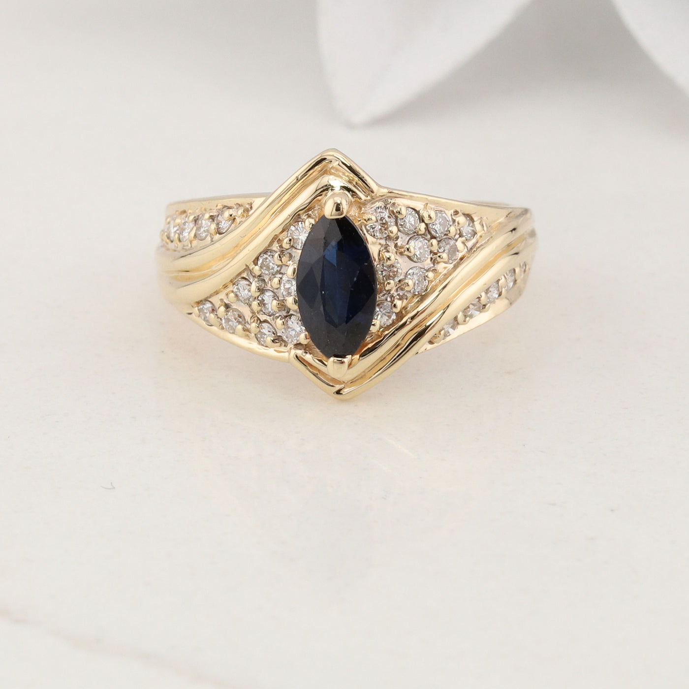 Yellow Gold Sapphire and Diamond Ring