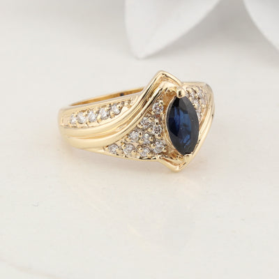 Yellow Gold Sapphire and Diamond Ring