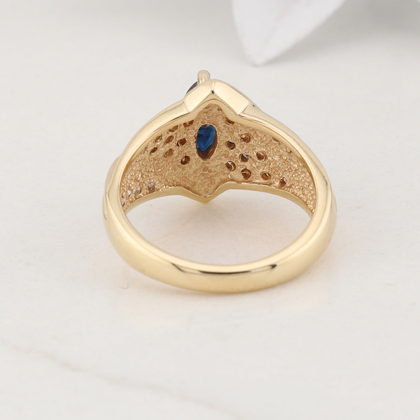 Yellow Gold Sapphire and Diamond Ring
