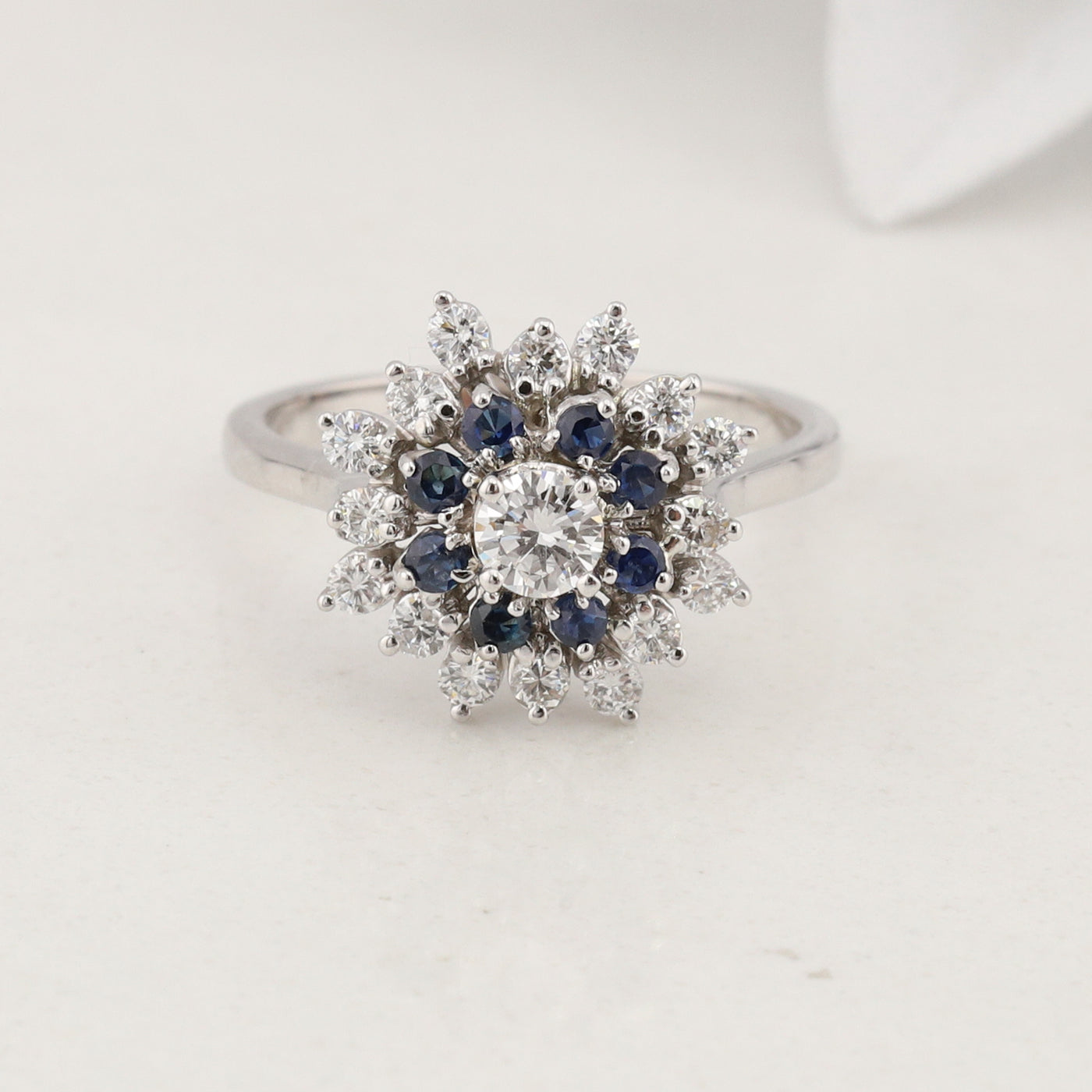 White Gold Sapphire and Diamond Ring