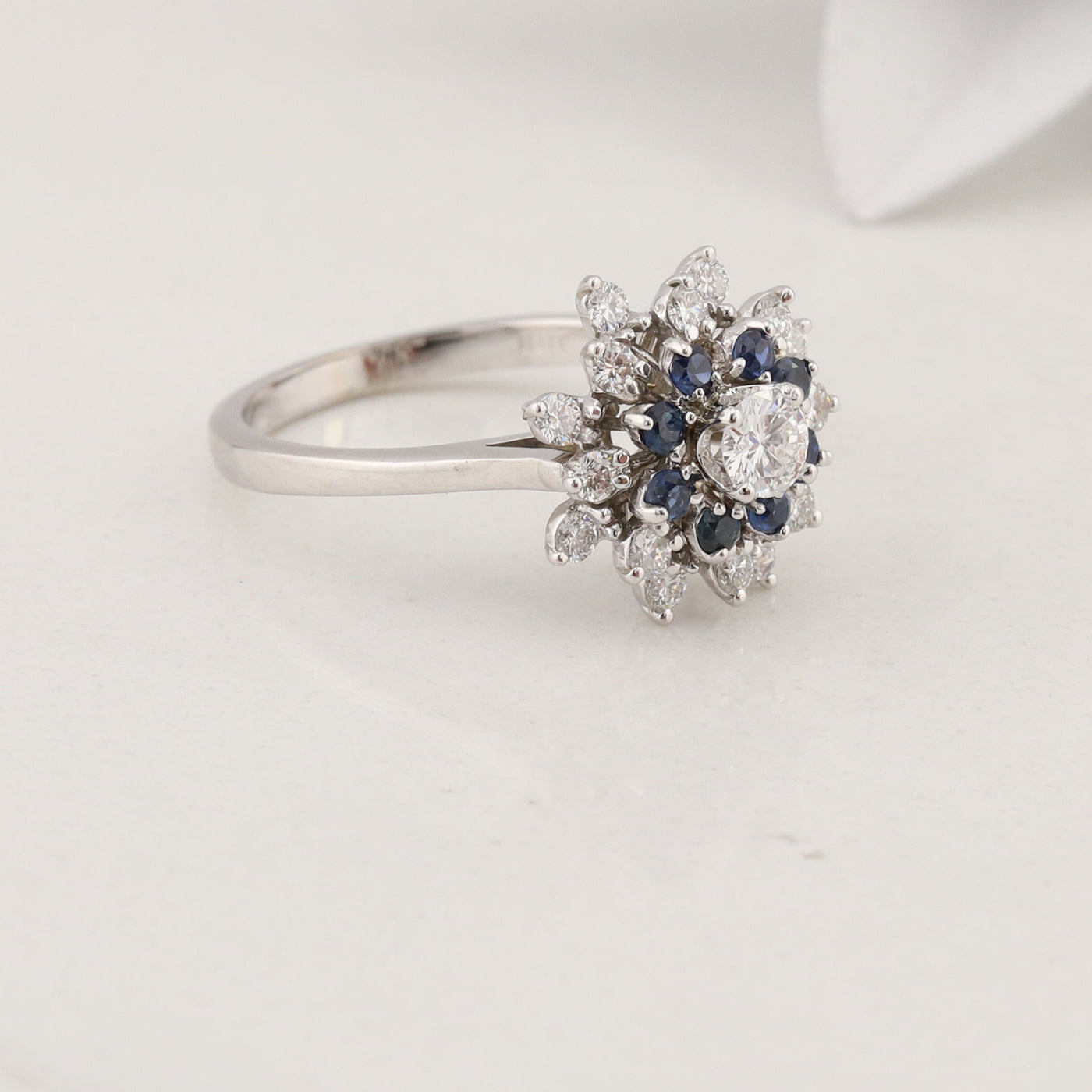 White Gold Sapphire and Diamond Ring