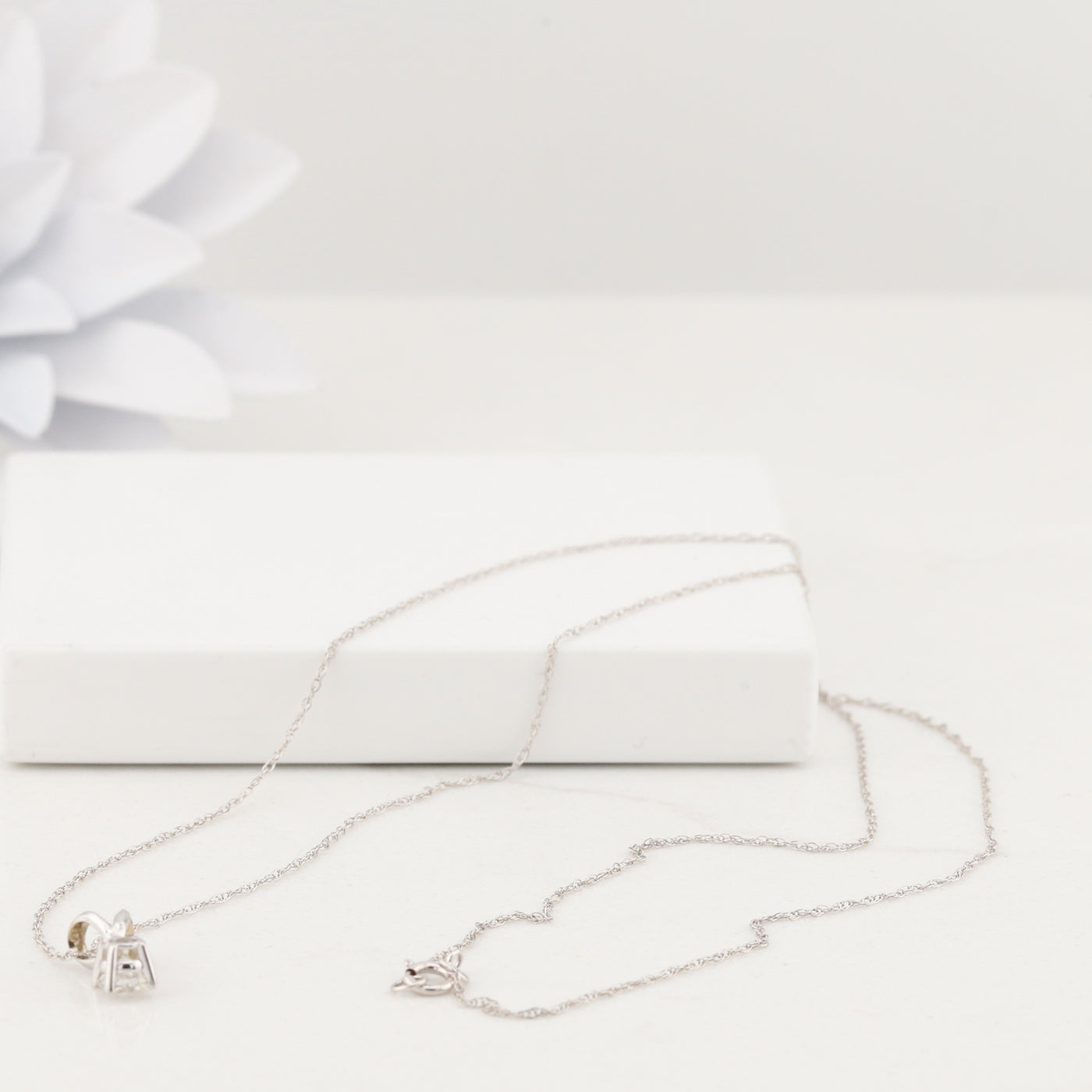 Diamond Pendant with White Gold Chain