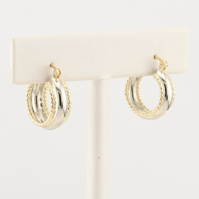 Two Toned Gold Hoop Earrings
