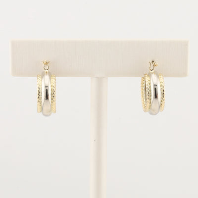 Two Toned Gold Hoop Earrings