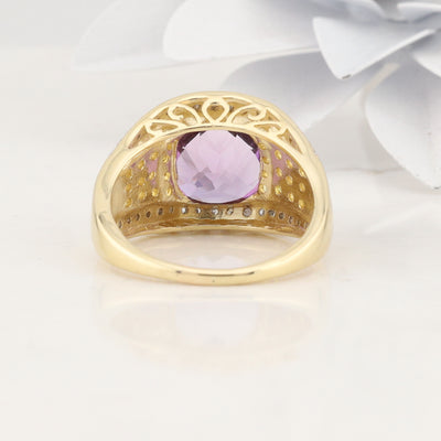 Yellow Gold Amethyst and Yellow Sapphire Ring