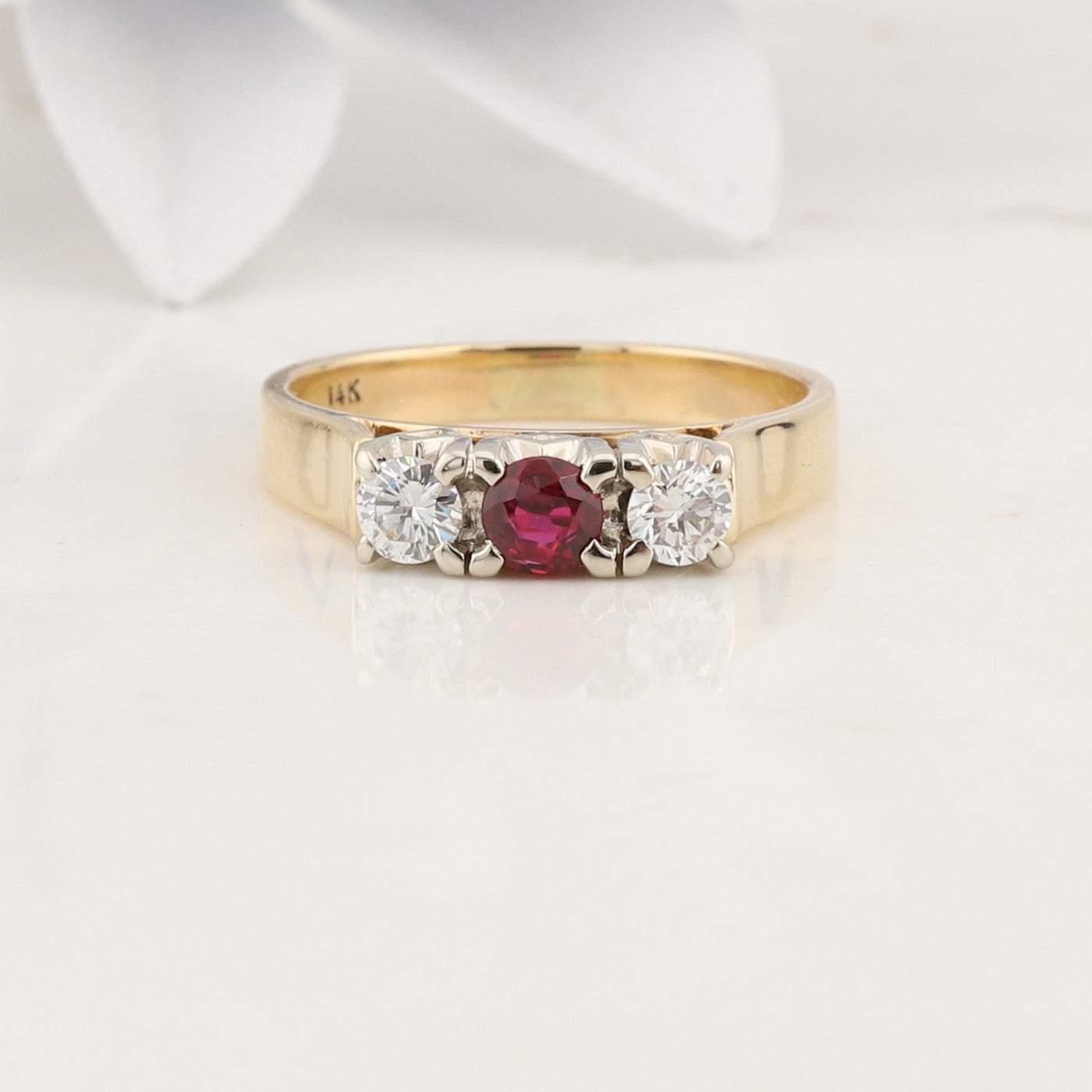 Two Toned Ruby and Diamond Ring