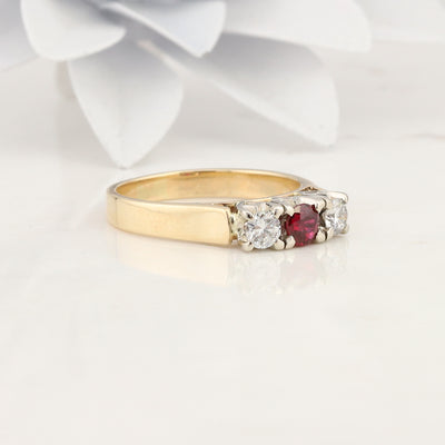 Two Toned Ruby and Diamond Ring