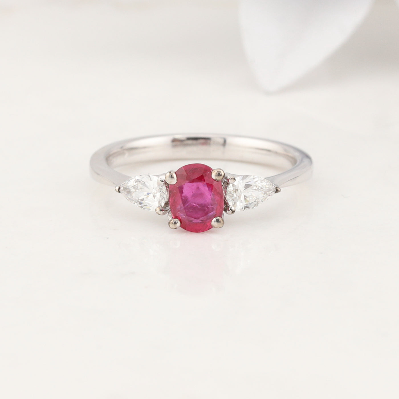 White Gold Ruby Diamond Ring