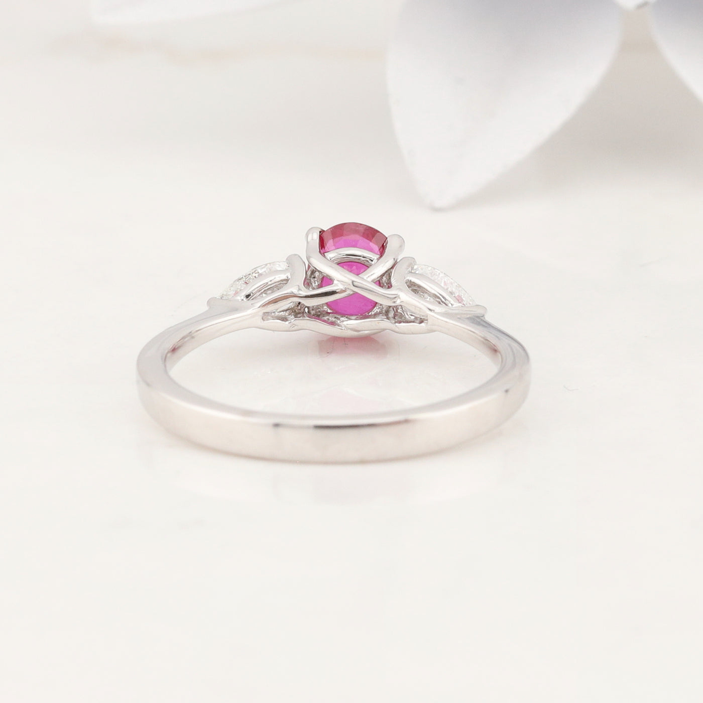 White Gold Ruby Diamond Ring