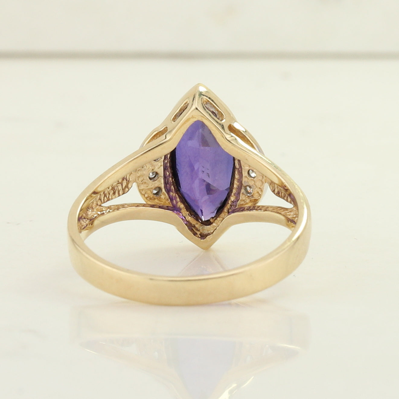 Yellow and White Gold Amethyst Ring